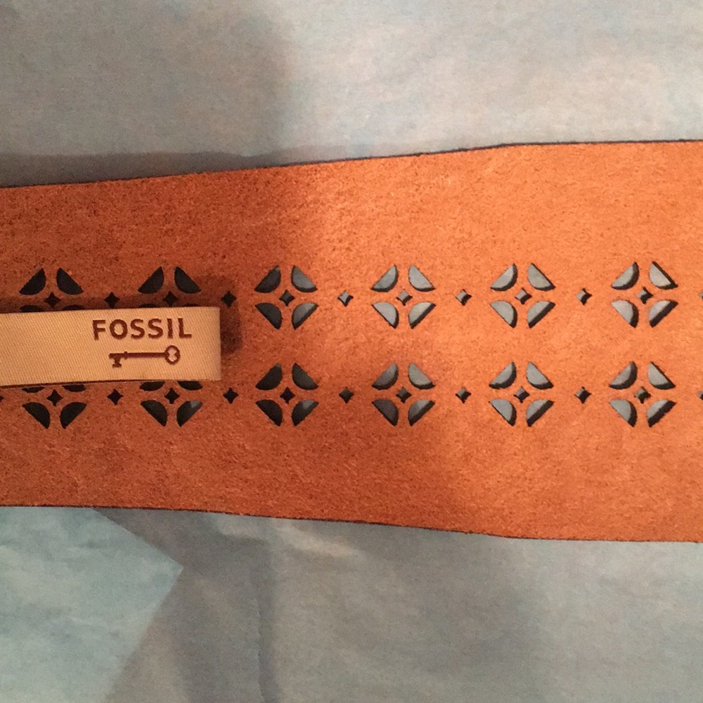 Beautiful Fossil Gold Color Embossed Leather Belt - image 8